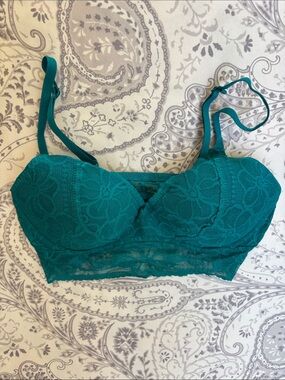 PINK Teal Lace Longline Bralette-size S